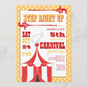 Invitation Carnaval de cirque Fête d'anniversaire Big Top Inv