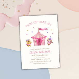 Invitation Carnaval de cirque Teddy Bear Monkey Baby shower