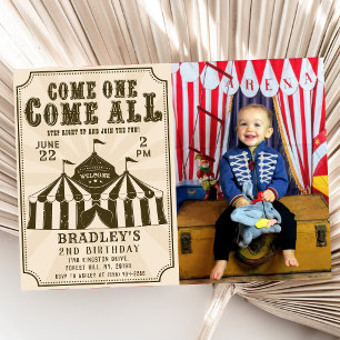 Invitation Carnaval de cirque vintage Anniversaire Photo Invi