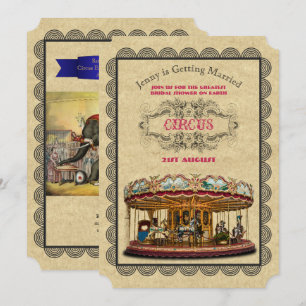Invitation Carnaval de Fête des mariées de cirque vintage