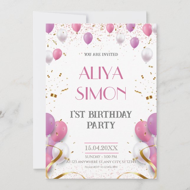 Invitation Carnaval de la Joy First Birthday Party (Devant)