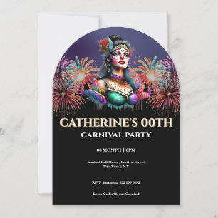 Invitation Carnaval de Mascarade Âge Étape Anniversaire