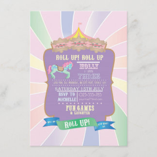 Invitation Carnaval - fête foraine - pastel - anniversaire -