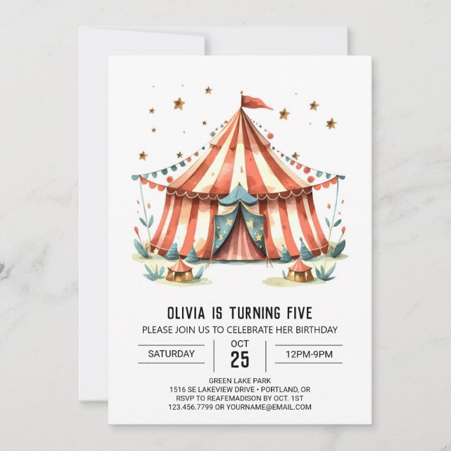 Invitation Carnaval Happy Delight Circus Anniversaire (Devant)