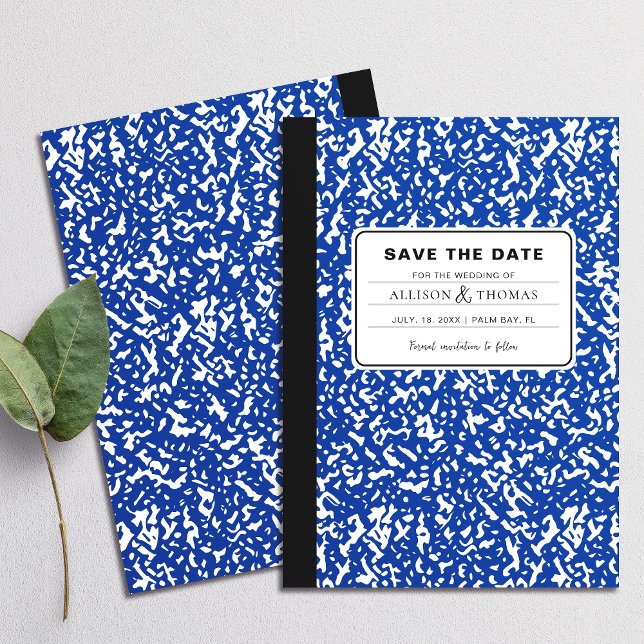 Invitation Carnet Bleu Professeur Funny Enregistrer La Date M (Perfect for school teachers and anyone who appreciates a playful twist on tradition.)