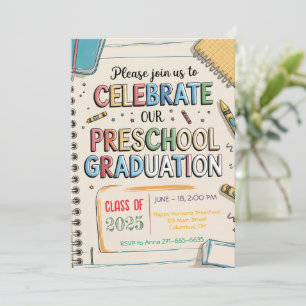Invitation Carnet de Crayons customisés Diplôme préscolaire