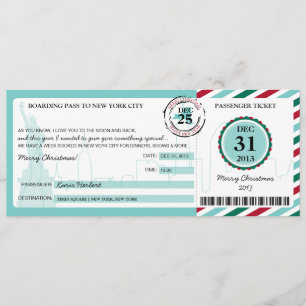 Invitation Carnet d'embarquement de Noël à NEW YORK