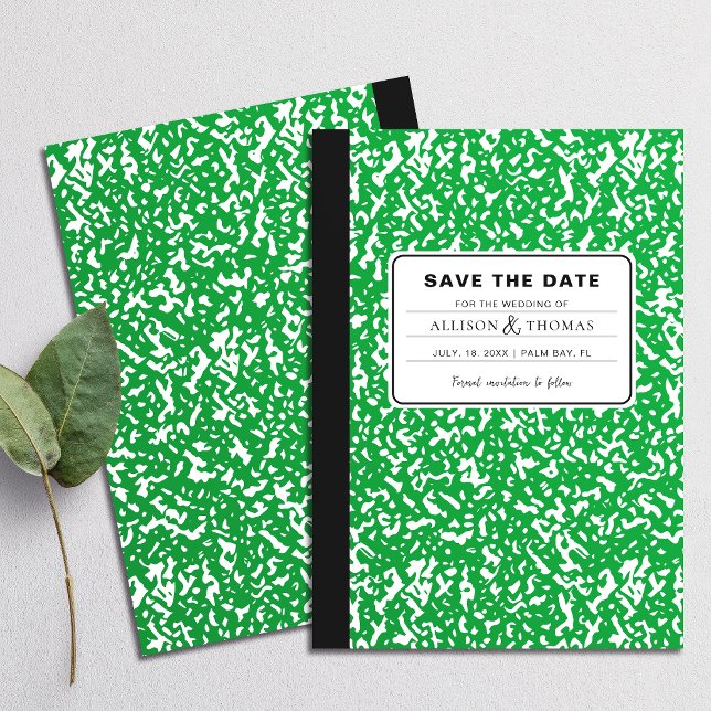 Invitation Carnet Vert Prof Drôle Save The Date Mariage (Perfect for school teachers and anyone who appreciates a playful twist on tradition.)