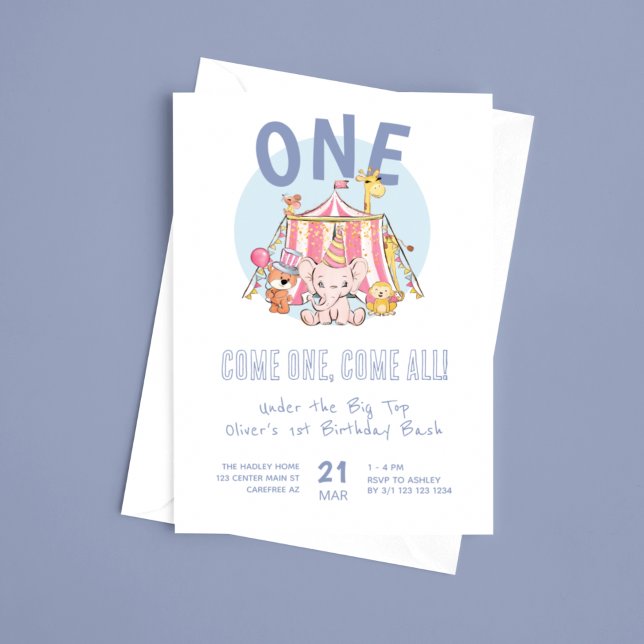 Invitation Carnival Circus 1er Anniversaire Fête (Créateur téléchargé)