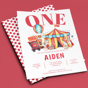 Invitation Carnival Circus Big Top 1er Anniversaire