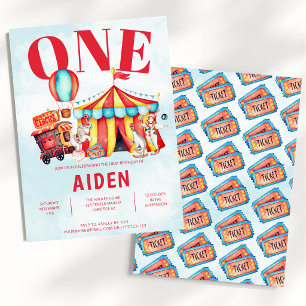 Invitation Carnival Circus Festival 1er anniversaire enfant