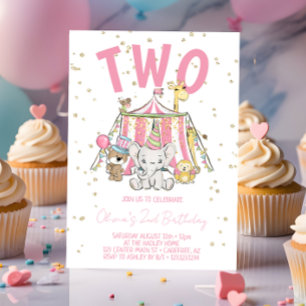 Invitation Carnival Circus Pink 2e anniversaire