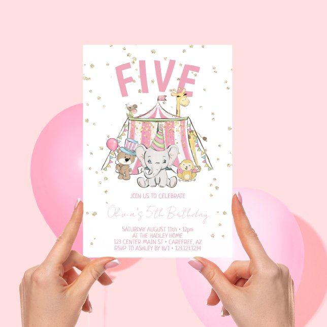 Invitation Carnival Circus Pink 5e anniversaire (Créateur téléchargé)