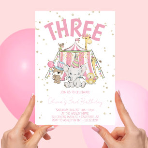 Invitation Carnival Circus rose 3e anniversaire