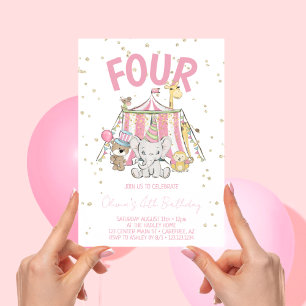 Invitation Carnival Circus rose 4e anniversaire