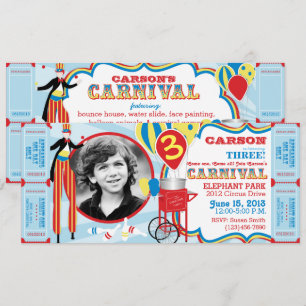 Invitation Carnival Circus Stilt Walker Anniversaire