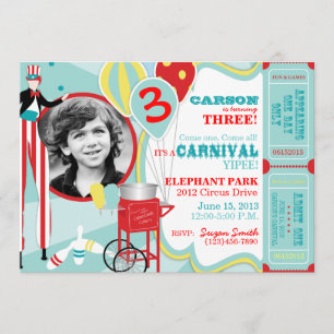 Invitation Carnival Circus Stilt Walker Anniversaire