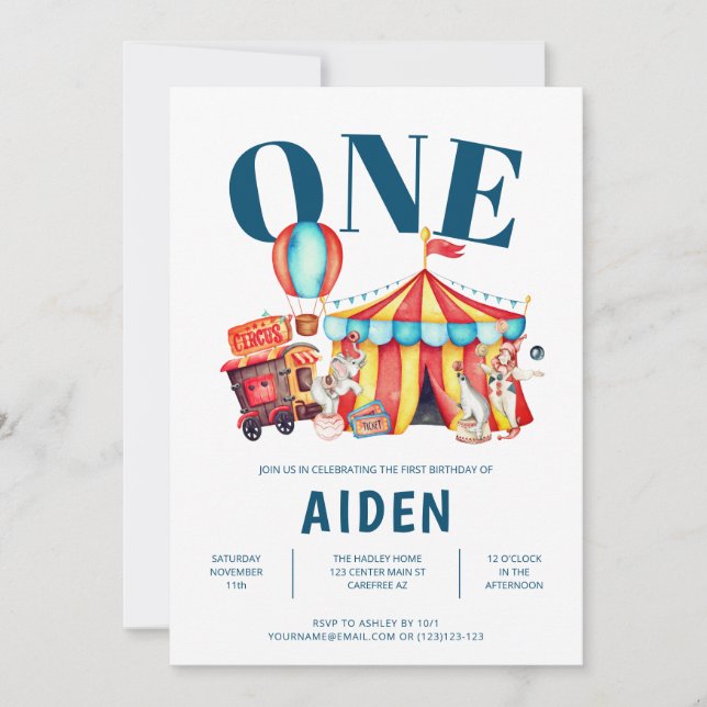 Invitation Carnival Cirque Big Top 1 premier anniversaire (Devant)
