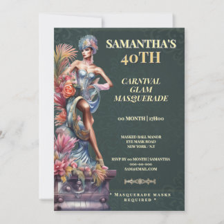 Invitation Carnival Masquerade 40th Birthday