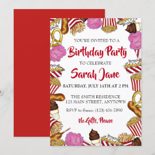 Invitation Carnival State Fair Foods Fête d'anniversaire