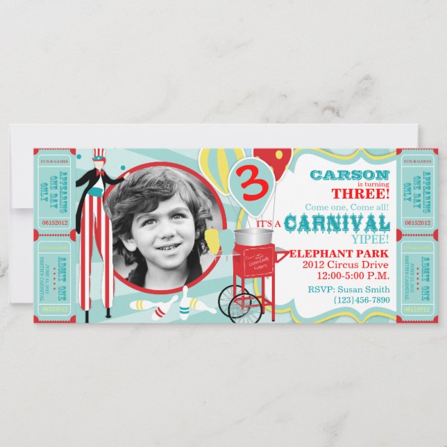 Invitation Carnival Stimuler Walker et Cotton Candy Anniversa (Devant)