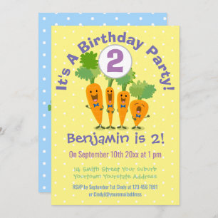 Invitation Carotte chantante mignonne dessin animé