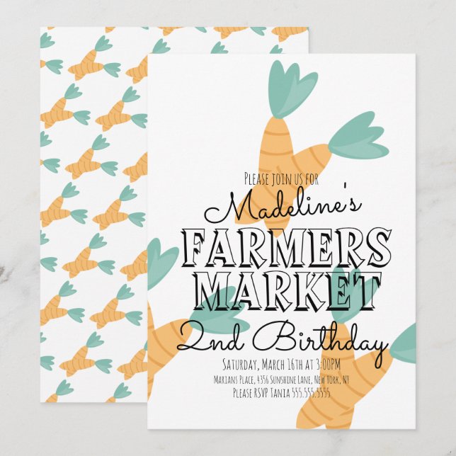 Invitation Carottes Légumes Marché des Producteurs d'Été (Devant / Derrière)