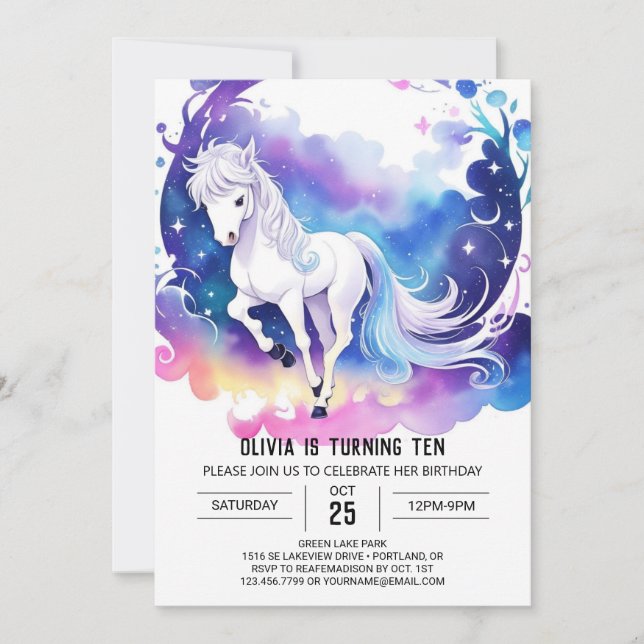 Invitation Carousel de Pony Doux Anniversaire (Devant)