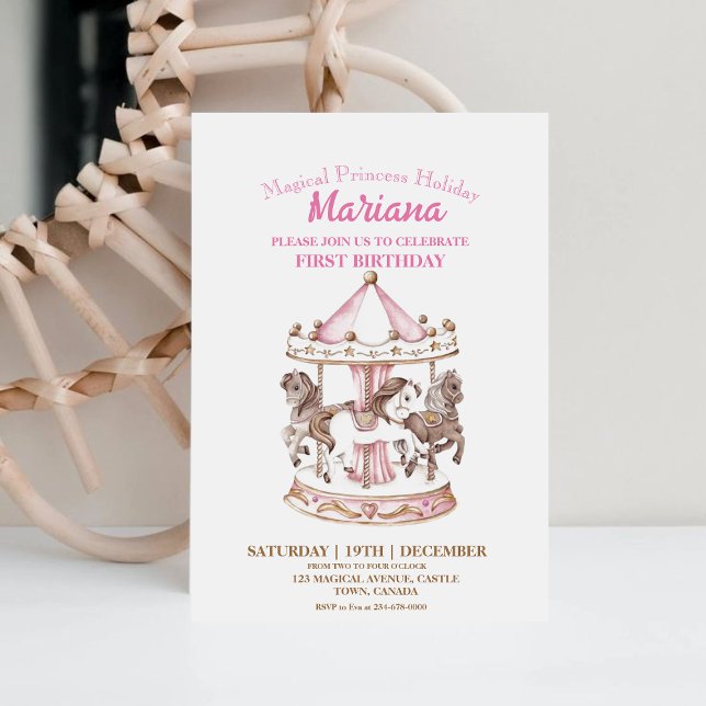 Invitation Carousel magique Unicorn 1ère fête Anniversaire de (Créateur téléchargé)