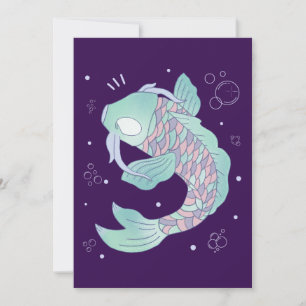 Invitation Carpe Koi Pastel Art Populaire Fantaisiste Sous-