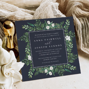 Invitation Carré à serre Mariage botanique aquarelle