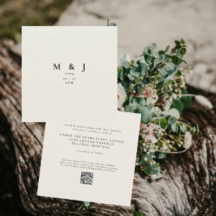 Invitation Carré beige moderne et élégant et simple Mariage I
