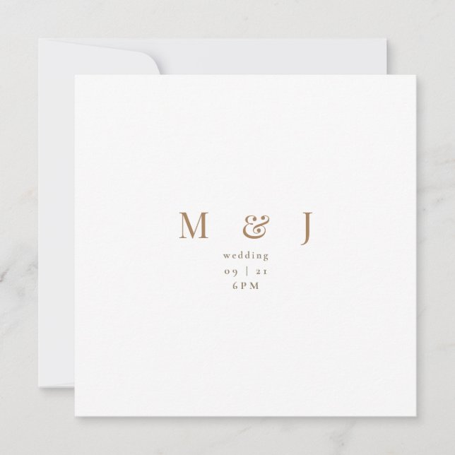 Invitation Carré blanc moderne simple Mariage (Devant)