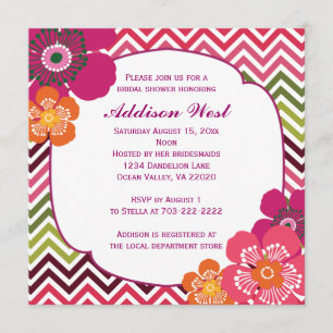 Invitation Carré Chevron Hibiscus