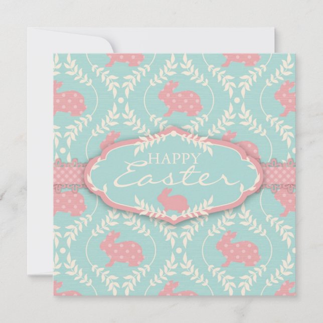 Invitation Carré chic d'invitation de lapin (Devant)