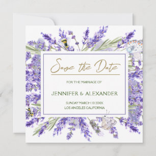 Invitation Carré d'aquarelle de lavande violet Enregistrer la