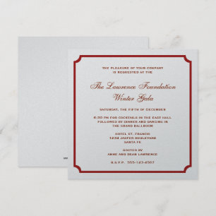 Invitation carré d'argent rouge férié en entreprise