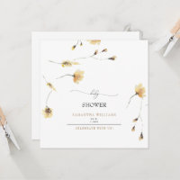 Carré de Baby shower de pivoine jaune doux