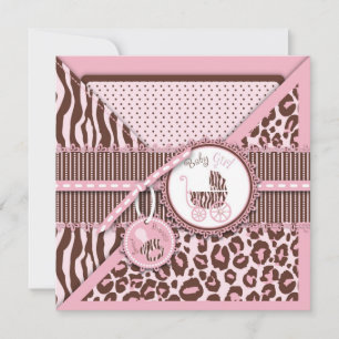 Invitation Carré de Cheetah Girl Pink C