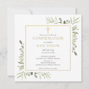 Invitation Carré de confirmation à la gouache végétale