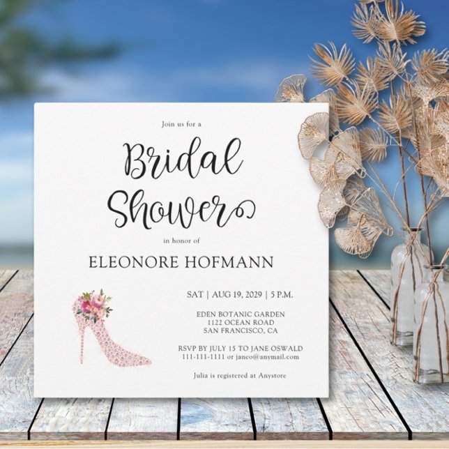 Invitation Carré de douche nuptiale rose hauts tal (Créateur téléchargé)