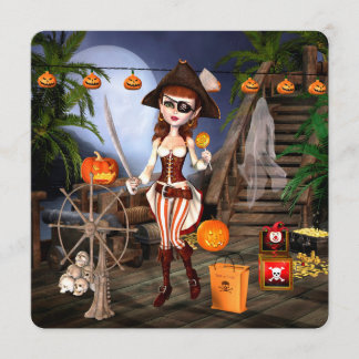 Invitation Carré de la fête de l'Halloween Pirate