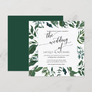 Invitation Carré de la guirlande   d'aquarelle de mariage de