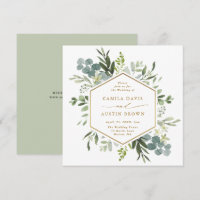 Carré de mariage à l'hexagone doré avec verdure à 