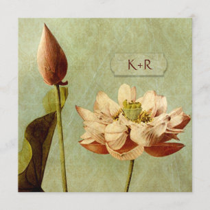 Invitation Carré de mariage d'Etude de Fleurs Vintage