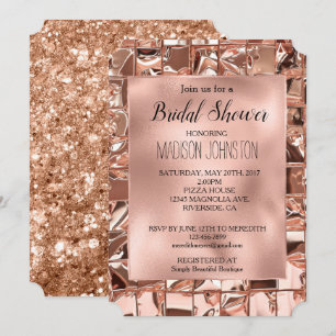 Invitation Carré de paillettes rose gold Glam pour une soirée