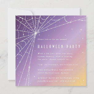 Invitation Carré Diamond Spider Web Halloween Party