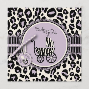 Invitation Carré d'invitation de Cheetah Girl Lilac