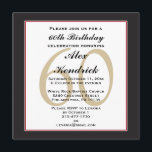 Invitation Carré du 60e anniversaire<br><div class="desc">Ce design classique et formel présente une bordure noire avec une fine bordure rouge, ainsi qu'un filigrane dans le arrière - plan pour l'âge. Si vous aimez le style de ce invitation mais avez besoin d'un autre jeu de couleurs s'il vous plaît m'envoyer un message. Pour modifier le style, la...</div>