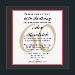 Invitation Carré du 60e anniversaire<br><div class="desc">Ce design classique et formel présente une bordure noire avec une fine bordure rouge, ainsi qu'un filigrane dans le arrière - plan pour l'âge. Si vous aimez le style de ce invitation mais avez besoin d'un autre jeu de couleurs s'il vous plaît m'envoyer un message. Pour modifier le style, la...</div>
